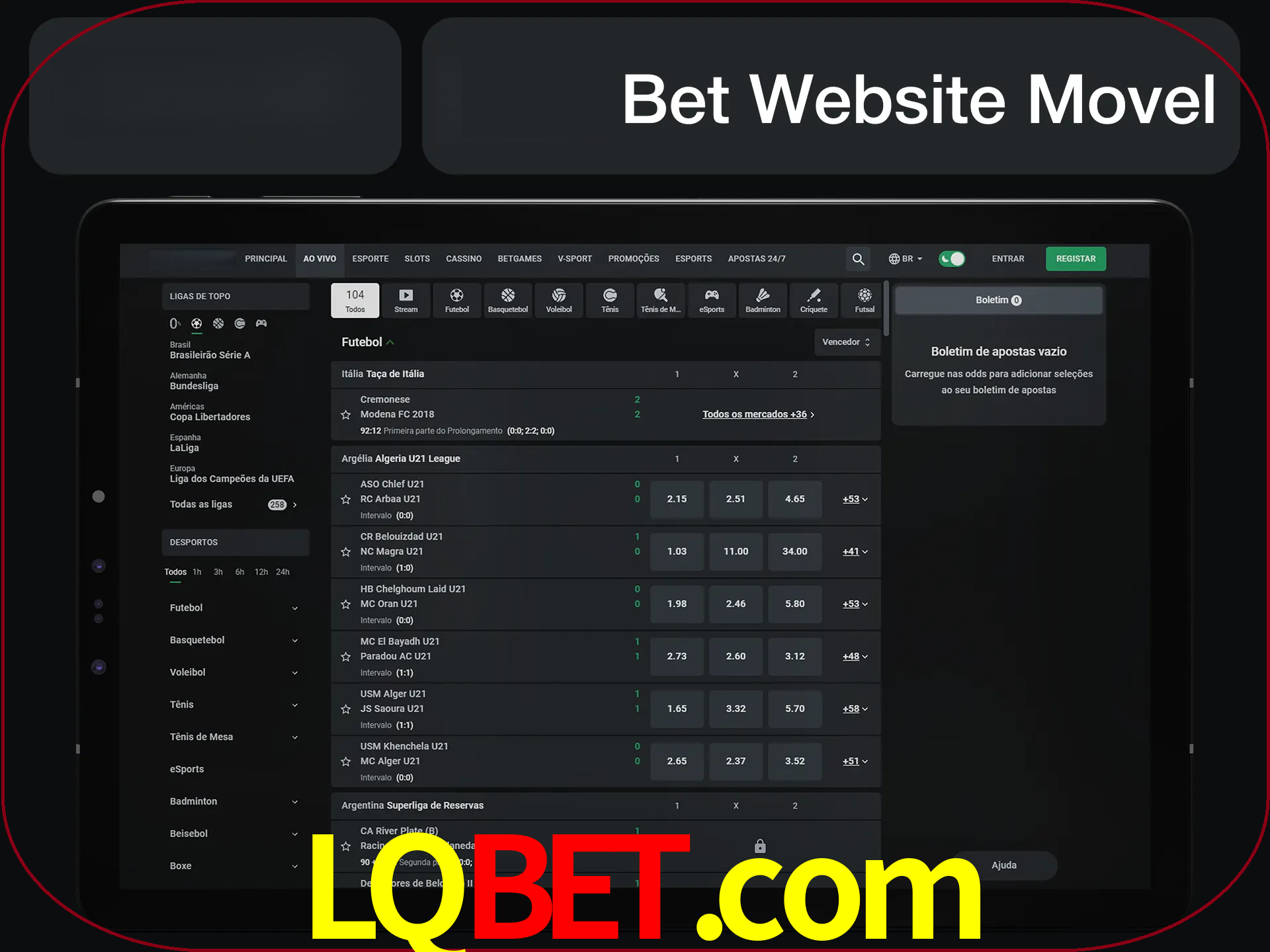 Use nosso website em qualquer dispositivo.